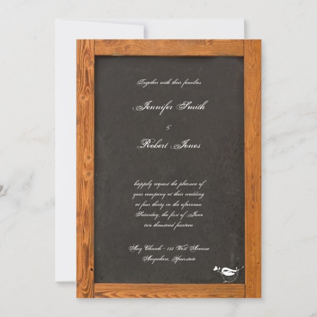 Chalkboard Love Bird Wedding Invitation (Front)