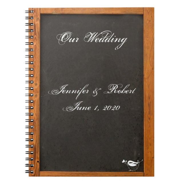 Chalkboard Love Bird Wedding Notebook (Front)