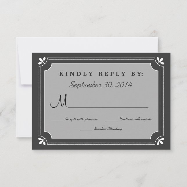 Chalkboard Love Birds Wedding RSVP (Front)