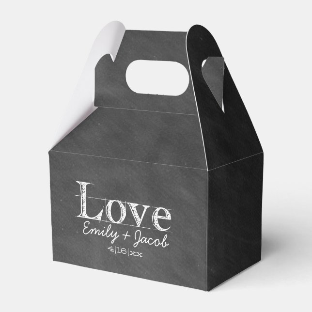 Chalkboard Love Custom Wedding Favour Boxes (Front Side)