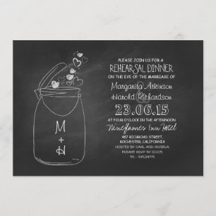 chalkboard love hearts mason jar rehearsal dinner invitation