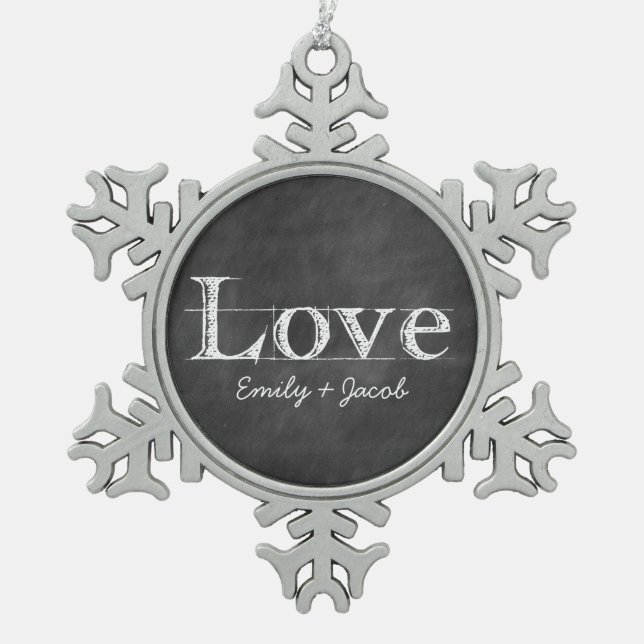 Chalkboard Love Personalized Ornament (Front)