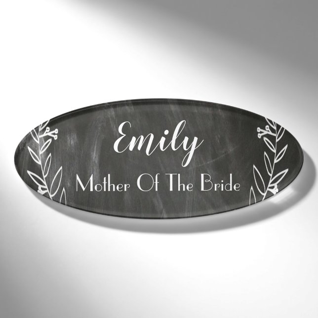 Chalkboard Magnetic Acrylic Wedding Name Badge (Front)