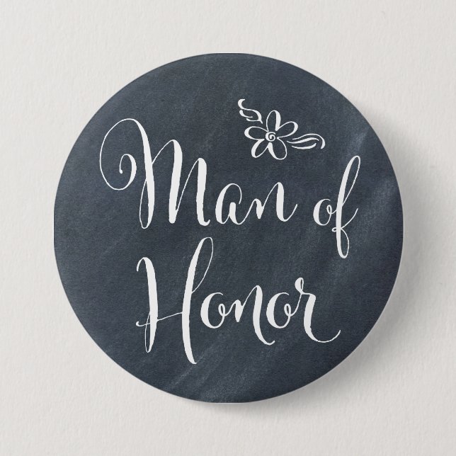 Chalkboard Man of Honour 3 Inch Round Button (Front)