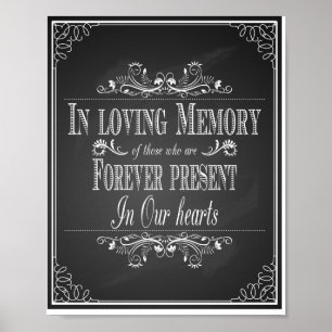 Chalkboard Mariage In love memory Poster imprimé