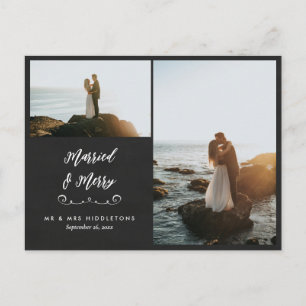 Chalkboard Married & Merry Christmas Photo Postcard