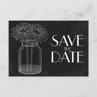 Chalkboard - Mason Jar and Daisies Save the Date