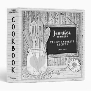 Chalkboard, Mason Jar  and Daisy Cookbook 3 Ring B Binder