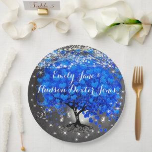 Chalkboard Mason Jar Blue Heart Leaf Firefly Paper Plate