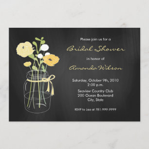 Chalkboard Mason Jar Bridal Shower Invitations