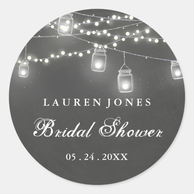 Chalkboard Mason Jar Bridal Shower Sticker (Front)