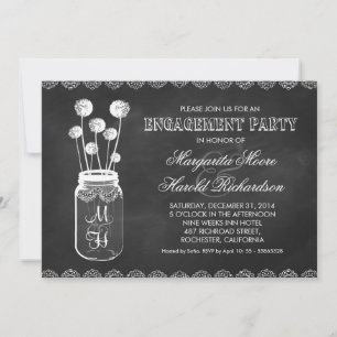 Chalkboard mason jar engagement party invitations