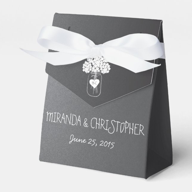 Chalkboard Mason Jar Floral Personalized Favour Bo Favor Box (Front Side)