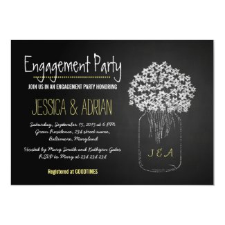 Chalkboard Mason Jar Flowers Engagement Party Card