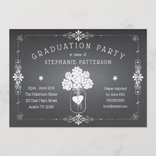 Chalkboard Mason Jar Graduation Party Invitation