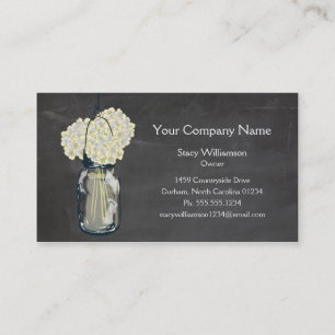 Chalkboard Mason Jar & Hydrangeas Business Card