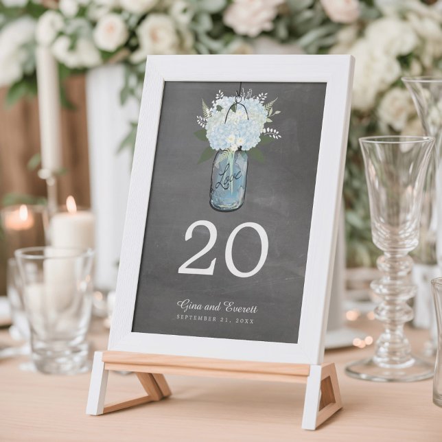 Chalkboard Mason Jar Hydrangeas | Numéro de table (Créateur téléchargé)