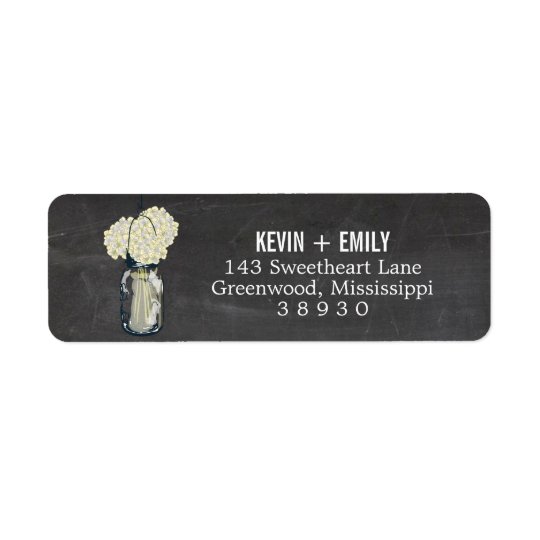 Chalkboard Mason Jar & Hydrangeas | Return Address Return Address Label