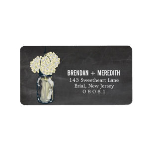 Chalkboard Mason Jar Hydrangeas   Wedding Label