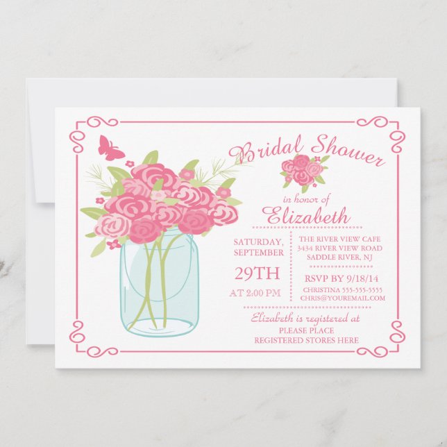 Chalkboard Mason Jar Invitation de la douche nupti (Devant)
