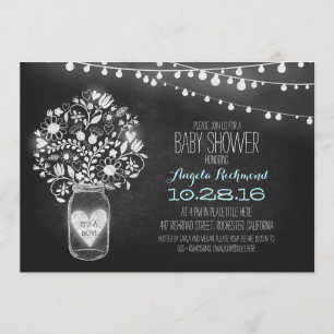 chalkboard mason jar & lights Baby Shower invite