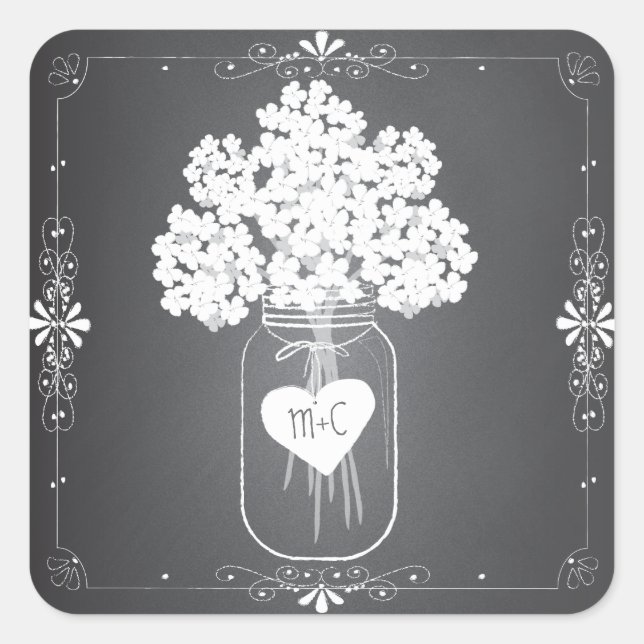 Chalkboard Mason Jar Personalized Favour Stickers (Front)