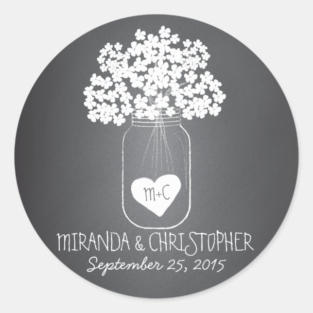 Chalkboard Mason Jar Personalized Favour Stickers (Front)