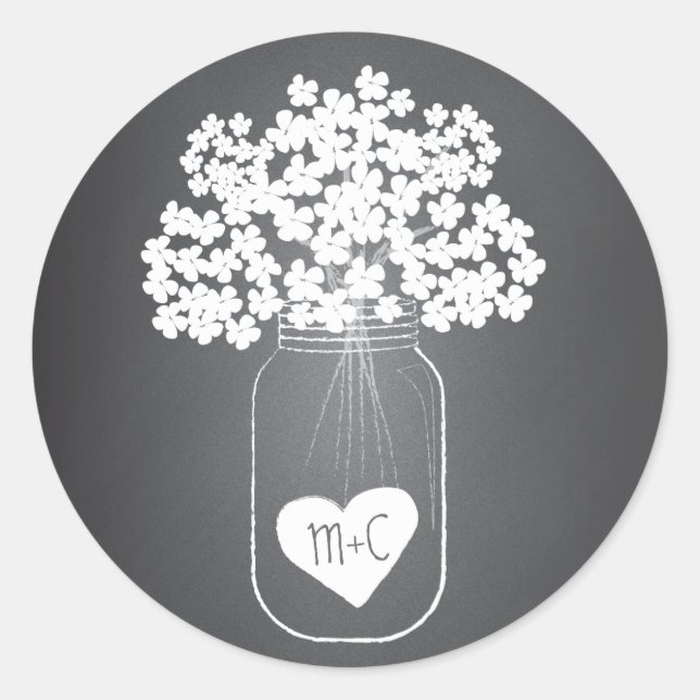 Chalkboard Mason Jar Personalized Favour Stickers (Front)