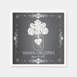 Chalkboard Mason Jar Personalized Wedding Napkin