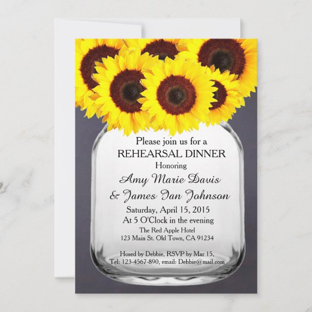 Chalkboard mason jar rehearsal dinner invitations (Front)