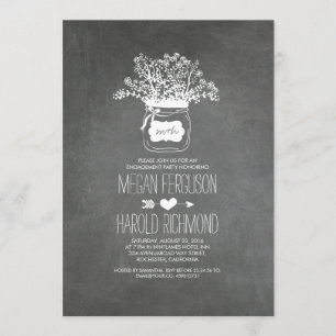 Chalkboard Mason Jar Rustic Engagement Party Invitation