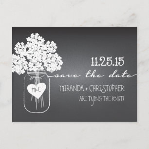 Chalkboard Mason Jar Save the Date Postcard