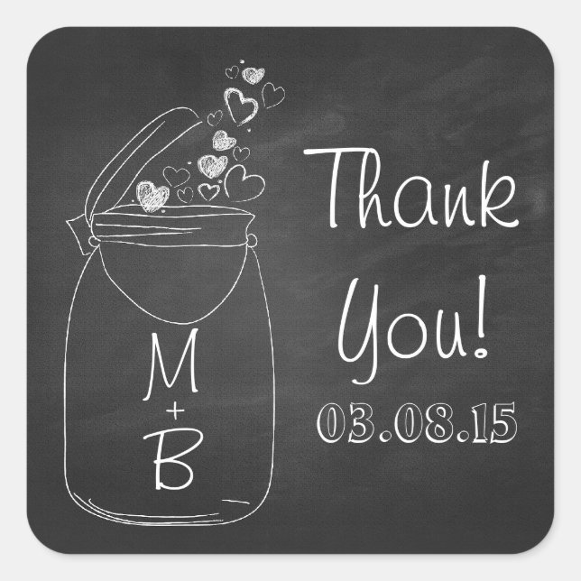 chalkboard mason jar thank you stickers (Front)