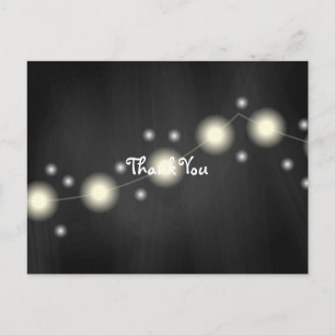 Chalkboard Mason Jar Wedding Lights Thank You Postcard