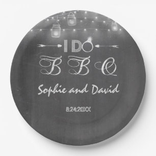 Chalkboard Mason Jars String Lights I DO BBQ Paper Plate