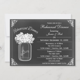 Chalkboard Mason jars Wedding Rehearsal Invites
