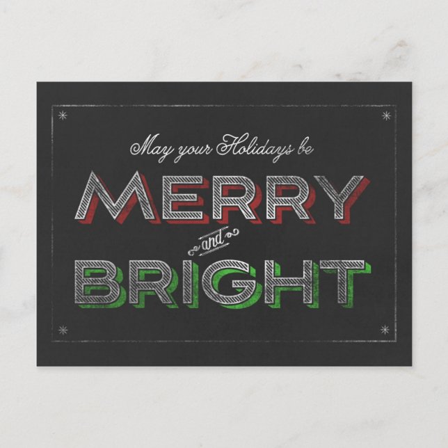 Chalkboard Merry and Bright Holiday Christmas (Front)