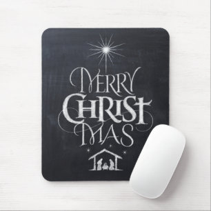 Chalkboard Merry Christ Mas Christmas Religious Mouse Pad