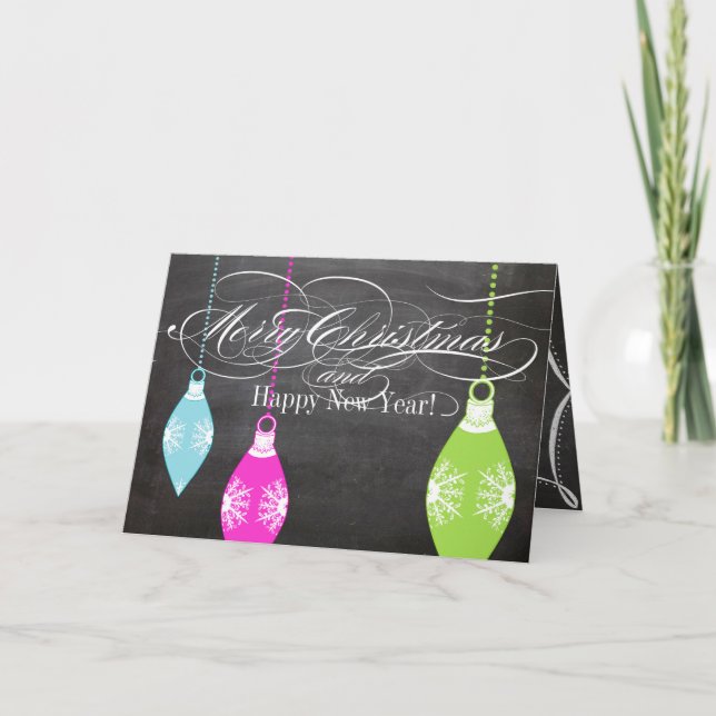 Chalkboard Merry Christmas Family Photo Card (Front)