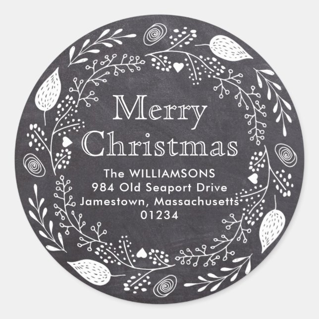 Chalkboard Merry Christmas Return Address Label (Front)