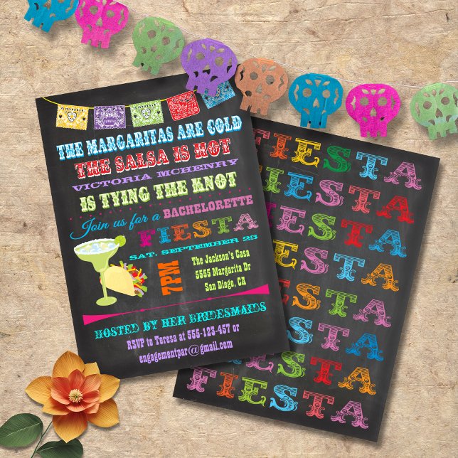 Chalkboard Mexican Fiesta Bachelorette party Invitation (Creator Uploaded)
