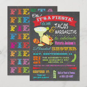 Chalkboard Mexican Fiesta Bridal Shower Invitation