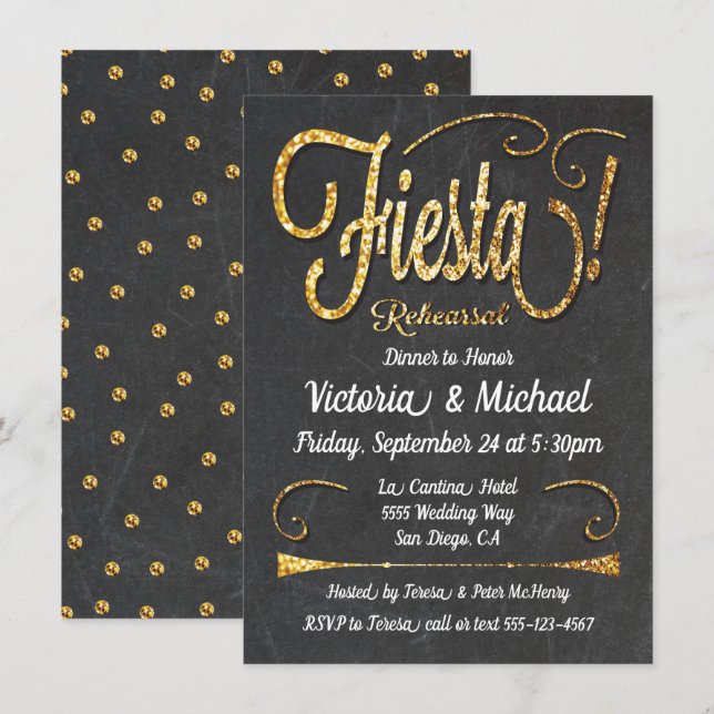 Chalkboard Mexican Fiesta Rehearsal Dinner Invitation (Front/Back)