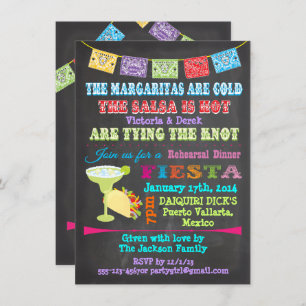 Chalkboard Mexican Fiesta with photo back Invitation
