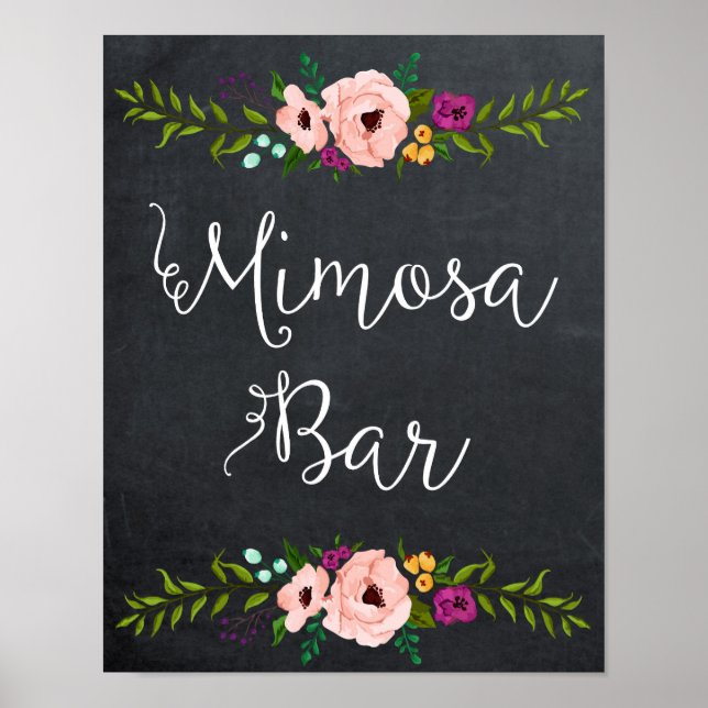 chalkboard mimosa bar sign floral (Front)