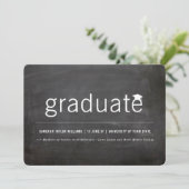 Chalkboard Minimal Graduate Photo Graduation Party Invitation (Standing Front)