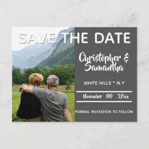 Chalkboard minimalist renewal of vows wedding announcement postcard
