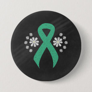 Chalkboard Mint Awareness Green Ribbon 3 Inch Round Button