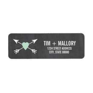 Chalkboard Mint Heart + Arrow Wedding Labels
