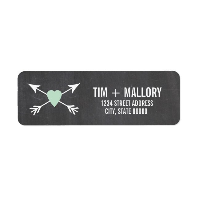 Chalkboard Mint Heart + Arrow | Wedding Labels (Front)
